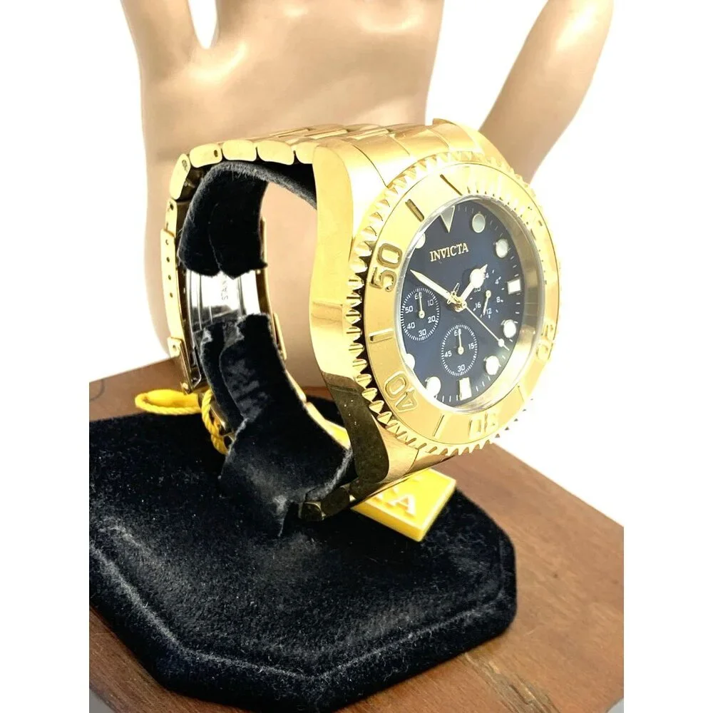 Invicta Men's Watch 36974 Pro Diver Quartz Chronograph Gold Steel Blue Dial 47mm